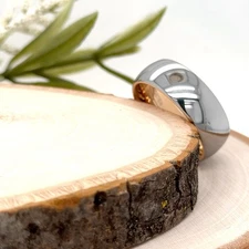 Gold & Silver Tungsten Carbide Ring 8mm High Polished Beveled Edges Wedding Band