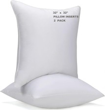 32x32 Inch Throw Pillow Insert, Hypoallergenic Down Alternative Square