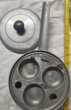 Vintage Kitchen Stove-Top or Camping Egg Poacher Pan with Lid, 3 Removable Cups