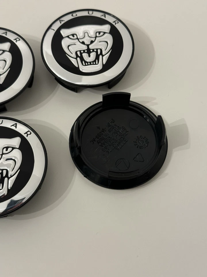Set Of 4 Black 58mm Center Wheel Hub Caps For Jaguar F-type XJR XF XJ XK F-pace Foto 3 de 3