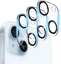 3 Pack Tempered Glass Camera Lens Protector for iPhone 15 / 15 Plus, Clear 