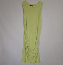 Forever 21 Women’s Green Solid Ruched Round Neck Sleeveless Tank Midi Dress S
