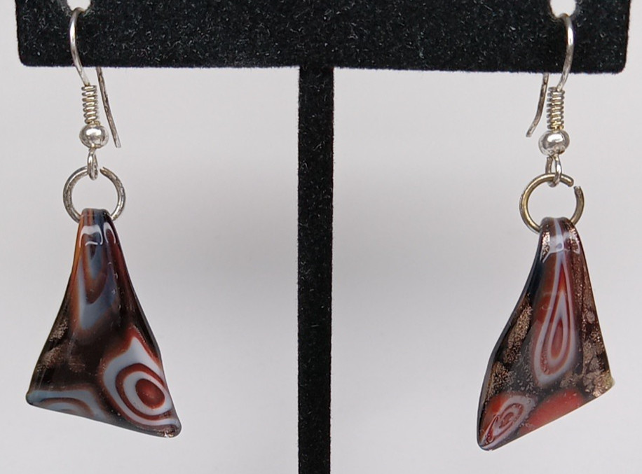 Abstract Glass Dangle Multicolor Drop Pierced Ear… - image 1