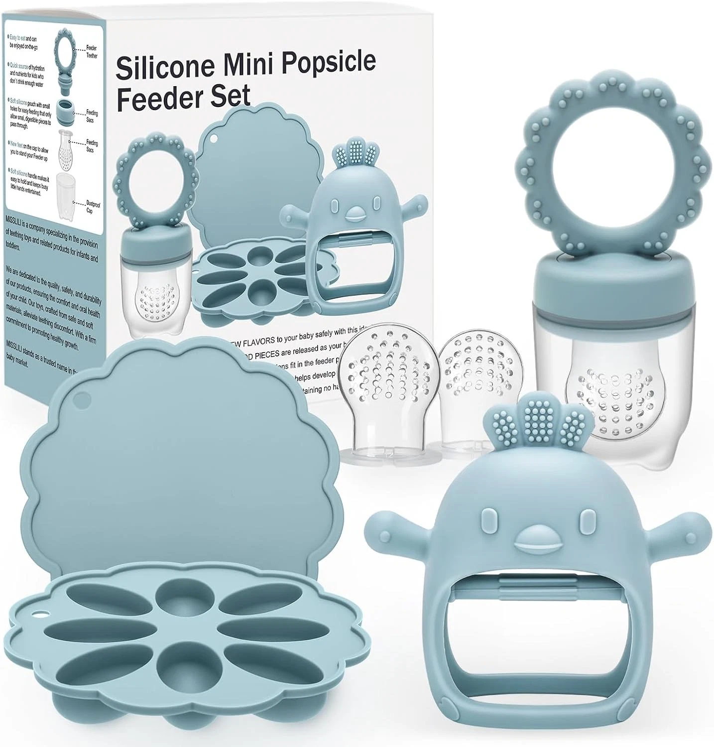 Baby Fruit Food Feeder Silicone Teether Freezer Tray Breastmilk Popsicle Molds
