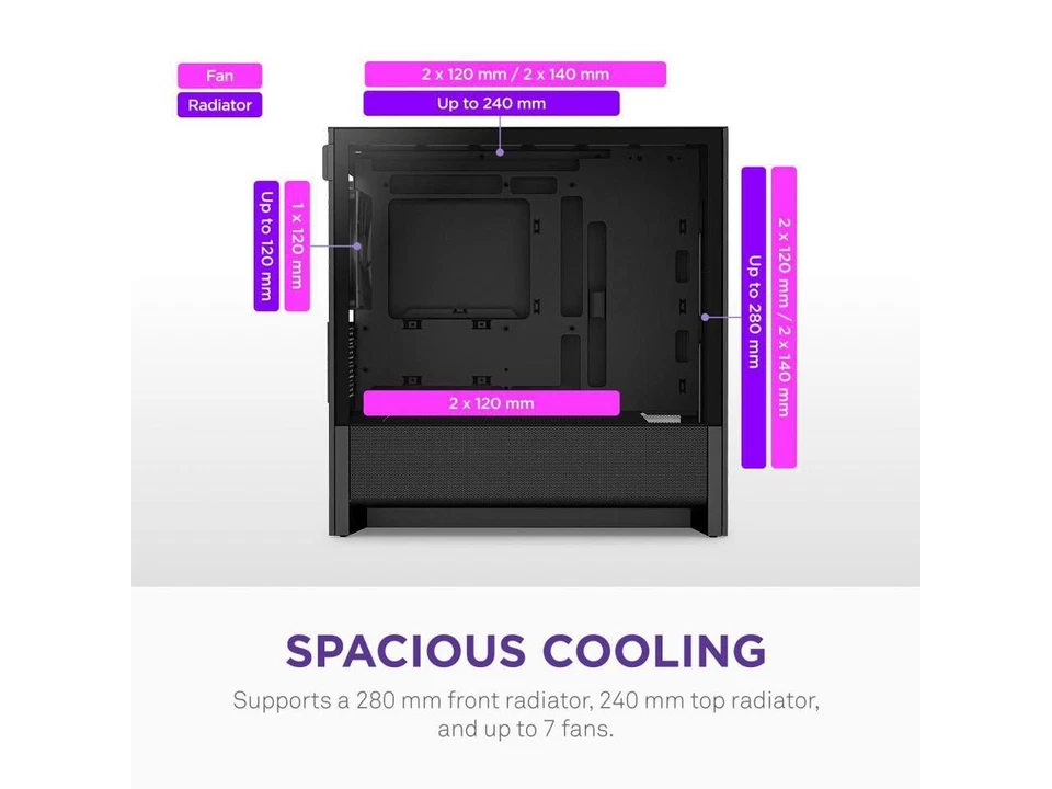 NZXT H3 Flow  Micro-ATX PC Case  Optimized Airflow  Includes 1 x 120mm Rear Fan - Image 2 of 4