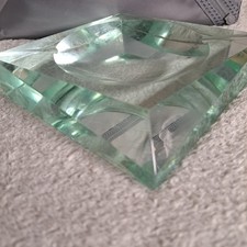 POSACENERE SQUADRATO ASIMMETRICO VETRO VERDE NILO VINTAGE STILE FONTANA ARTE