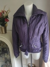 Girls Ladies Warm Waterproof Padded Zipped Purple Short Jacket Uk 8/10 Preloved
