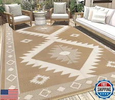 HEBE Outdoor Rug 6'x9' Waterproof for Patios Clearance, Reversible Plastic St