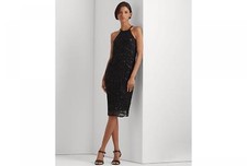 Lauren Ralph Lauren Womens Beaded Tulle Halter Dress 253900092001 16