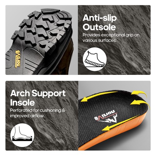 NORTIV 8 Men's Waterproof Hiking Shoes Non-Slip Trekking Trail Lightweight Shoes - Picture 24 of 26