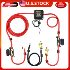 VEVOR Split Charge Relay Kit; 6mtr 12V; Automatic Dual Battery Isolator Kit with