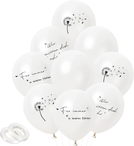 28 Stück Trauer Luftballons,Trauerfeier Latexballons,Gedenken Begräbnis Luftball