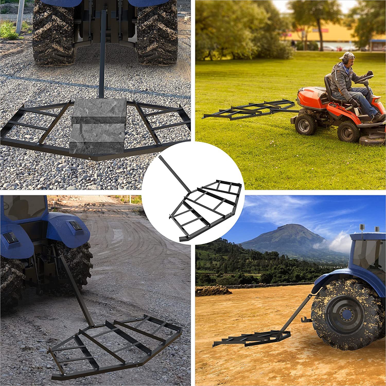84" Wide Driveway Drag Grader Harrow W/ Adjustable Bars for ATVs UTVs