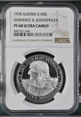 1978 Austria 100 Schilling Schlacht von Durnkrut Silver Coin Km