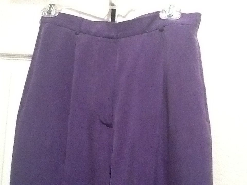 Women's Josephine Chaus PURPLE SILK Jacket Pant Suit Size 6 MINT image 5