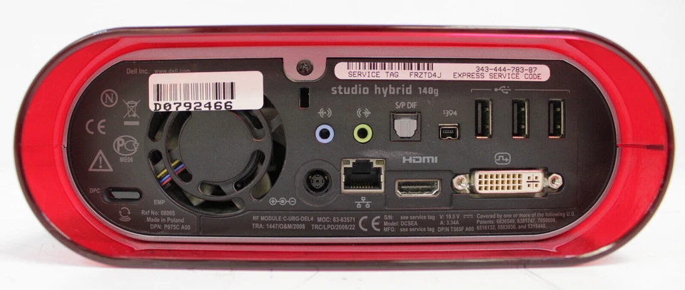 Dell Studio Hybrid 140G,4gb Ram,250GB HDD,WIFI,2GHz CPU,Mini PC,Ruby Red Win 10 - Image 2 of 2