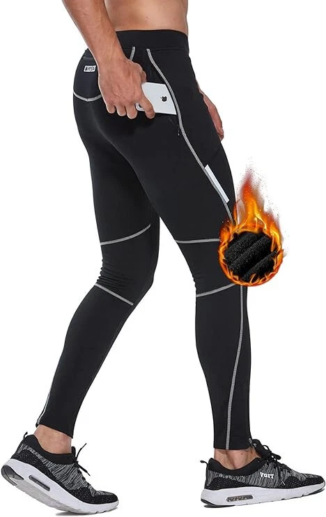 FitsT4 Men's Thermal Fleece Lined Cycling/Hiking Tights Water Resistant  Large