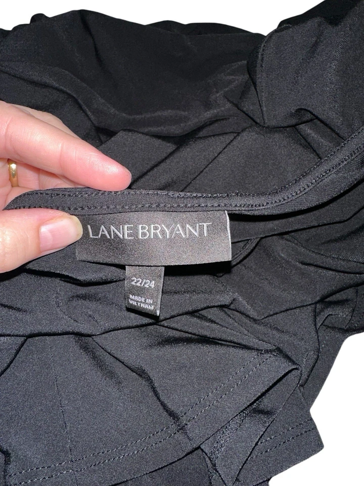 Vestido Lane Bryant para mujer manga 3/4 calce y acampanado talla 22/24 negro LBD carrera modesto Foto 4 de 4