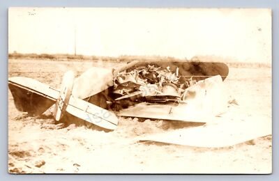 K6/ Interesting RPPC Postcard c1920 Early Airplane Wreck Crash Disaster 152