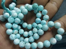 AAA Blue Larimar Beads   8mm Round Smooth Natural Gemstone Beads  8" Strand