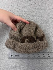 Beanie Toque Youth One Size Brown Beige Knit 100 Wool Snow Warm Winter Ski