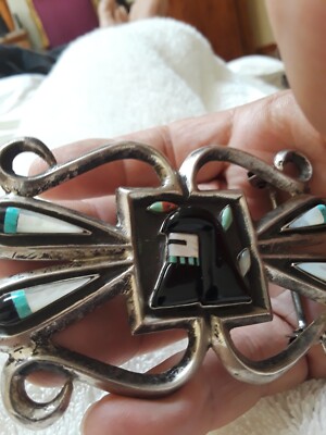 Sterling Silver Belt Buckle Luciano Chavez Turquoise heavy santa domingo