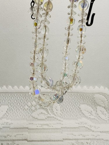 Collar de vidrio vintage AB cuentas ovaladas en capas graduado multi hilo - Imagen 7 de 8