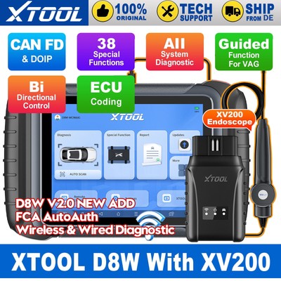 XTOOL D8W OBD2 Diagnosegerät Topologiekarte ECU-Codierung Bidirektional + XV200