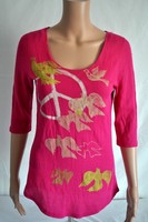 Lucky Brand Thermal Pink Top Peace & Doves Size L Lucky Brand Thermal Pink Top Peace & Doves Size L
