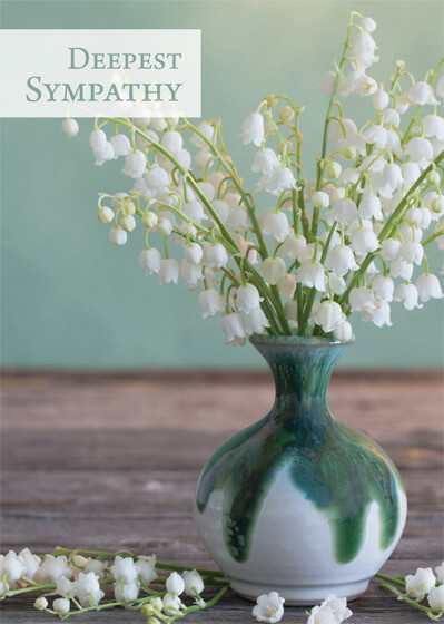 Deepest Sympathy Card Green Floral Bereavement Religious Catholic /Christian