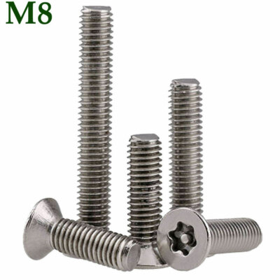 M8 -1.25 Stainless Steel Flat Head Pin Tamper Torx Security Machine Screws Bolts
