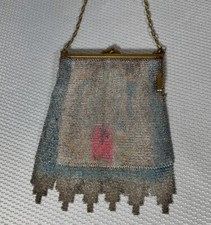 Antique Chain Mesh Flapper Silver Purse Circa 1920