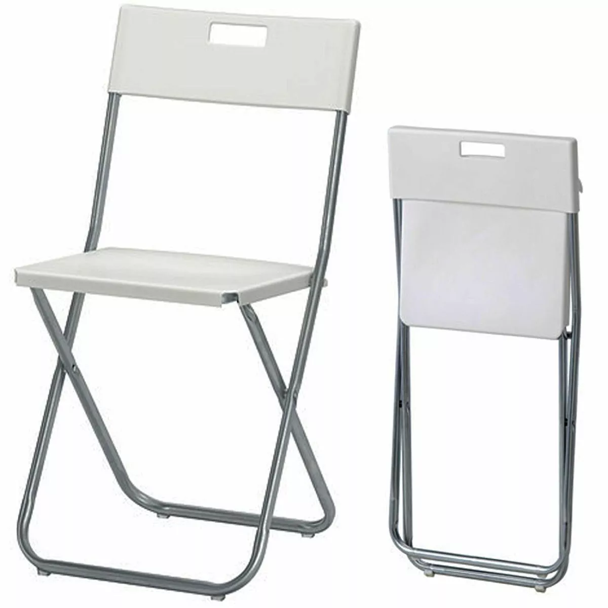 White Folding Chair Home Office Study Desk Small Portable Fold Away Metal