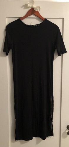 TOPSHOP Bodycon Back Stretch Tshirt Dress Double Zip Slit Adjustable Sexy Fitted