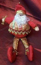 Plush Shelf Sitter Ornament Christmas Santa about 10" fully extended