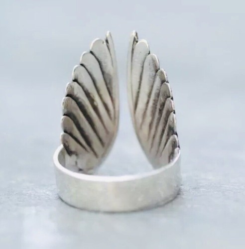 925 Silver Ring, Wings Ring, Chunky Ring, Thumb Ring, Adjustable, Angel Ring - Picture 3 of 4