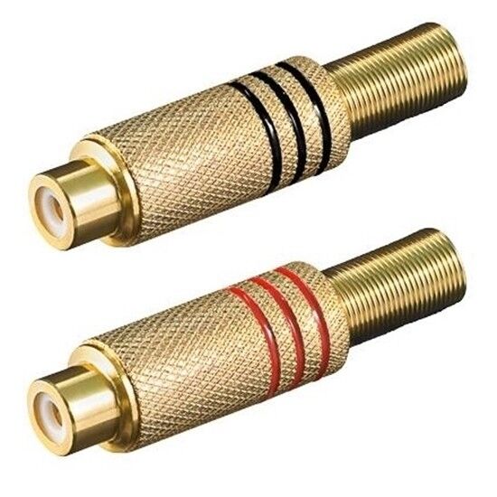2Stk Chinch RCA Stecker vergoldete Kupplung Buchse weiblich zum Löten Lötversion 2Stk Chinch RCA Stecker vergoldete Kupplung Buchse weiblich zum Löten Lötversion