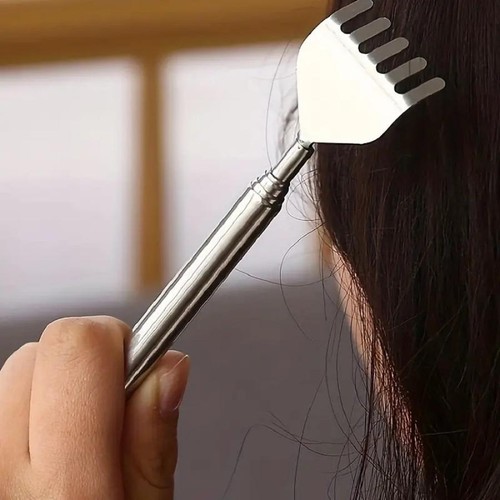 Silvery Telescopic Back Scratcher Extendable Steel Gift for Men Women - Picture 10 of 24