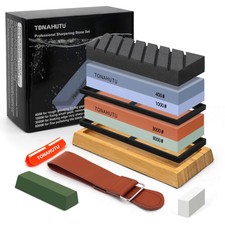 Knife Sharpening Stone Set Professional 4 Sid...