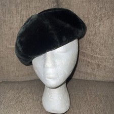 VTG Women  s 1960  s Black Velvet Beret Panelled
