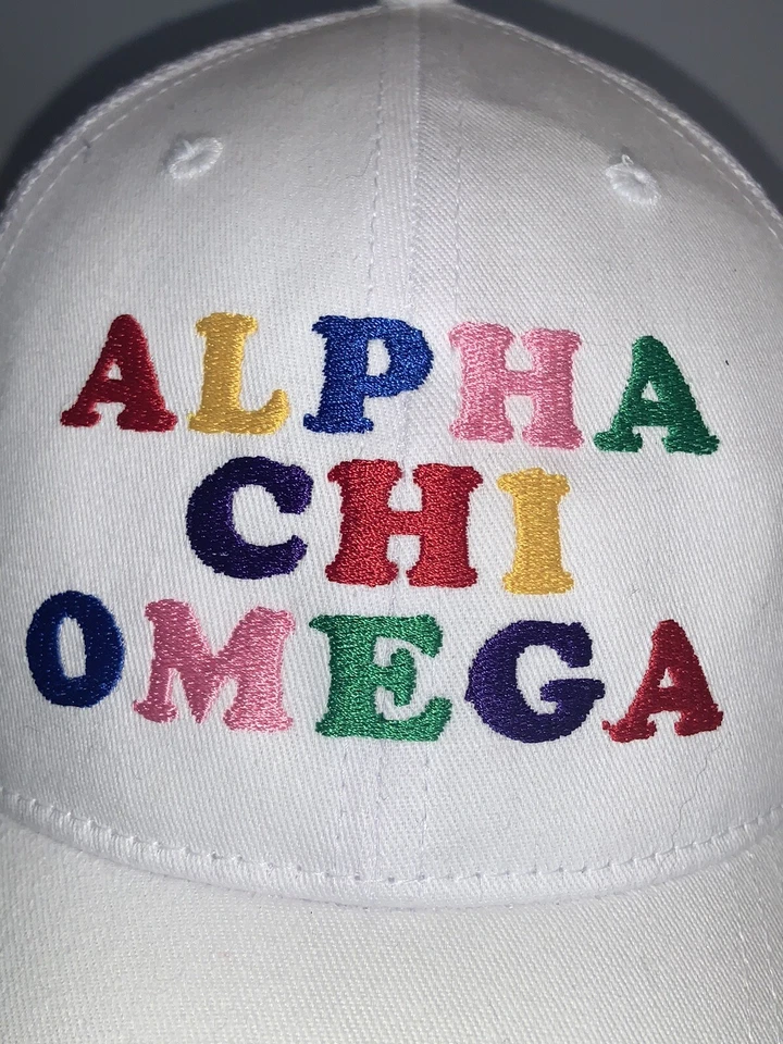 ALPHA CHI OMEGA TRUCKER GORRA AJUSTABLE CORREA TRASERA BLANCA Foto 2 de 4