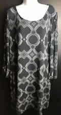 NWT ARYEH Sweater Dress Black Gray Geometric Knit Scoop Neck Geo Sz 4X Plus Size