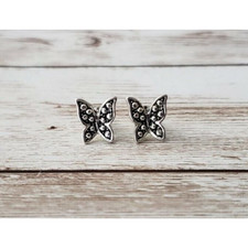 Silver Tone Butterfly Stud Earrings - New