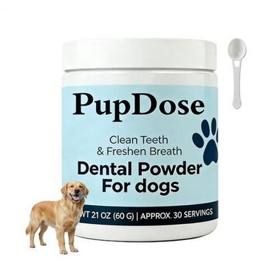 PupDose Dental Powder For Dogs, Teeth Cleaning & Fresh Breath, Dogs Oral Care