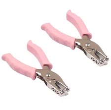 2 pcs Pink Single Hole Punch 1/4 inch Metal Handheld Small Paper Punch with Soft