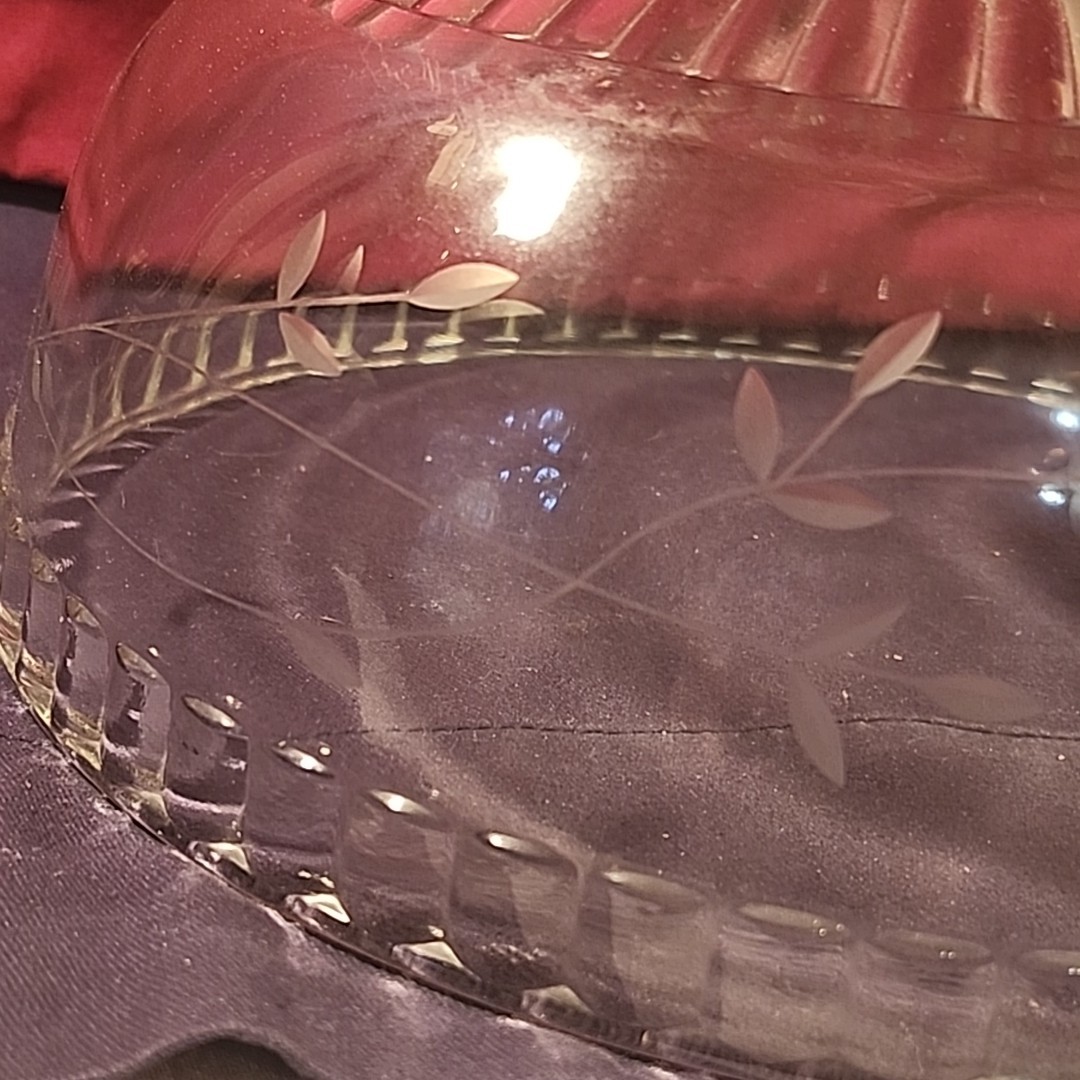 Princess House Heritage Crystal Etched Glass Cake Plate REPLACEMENT Dome 10” Lid