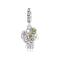 Charms Beads 925 Sterling Silver Graduation Bouquet Dangle Dangle Pendant with 5