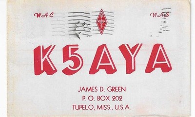 QSL  1957 Tupelo MS    radio card