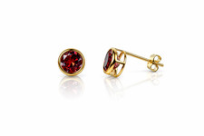 14K Round Bezel Set 5mm Yellow Gold Birthstone Earrings