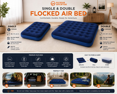 Outdoor Adventure Einzel- & Doppel-Luftbetten beflockt - perfekt für Camping und Gäste